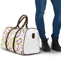 Hawaiian Kakau Tattoo Leis and Palaka Pattern Travel Bag Traditional Aloha Tribal White Color