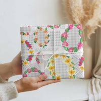 Hawaiian Kakau Tattoo Leis and Palaka Pattern Wrapping Paper Traditional Aloha Tribal White Color