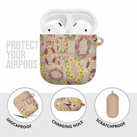 Hawaiian Kakau Tattoo Leis and Palaka Pattern AirPods Case Traditional Aloha Tribal Beige Color