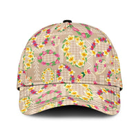 Hawaiian Kakau Tattoo Leis and Palaka Pattern Classic Cap Traditional Aloha Tribal Beige Color