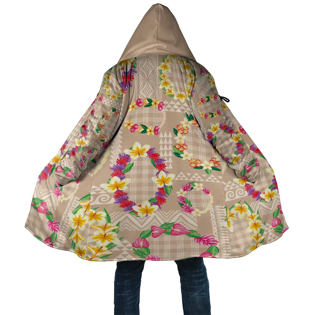 Hawaiian Kakau Tattoo Leis and Palaka Pattern Cloak Traditional Aloha Tribal Beige Color