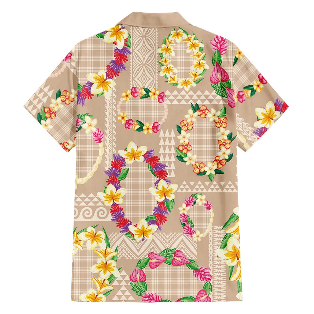 Hawaiian Kakau Tattoo Leis and Palaka Pattern Family Matching Summer Maxi Dress and Hawaiian Shirt Traditional Aloha Tribal Beige Color LT03 - Polynesian Pride