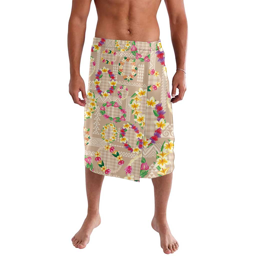 Hawaiian Kakau Tattoo Leis and Palaka Pattern Lavalava Traditional Aloha Tribal Beige Color