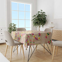 Hawaiian Kakau Tattoo Leis and Palaka Pattern Tablecloth Traditional Aloha Tribal Beige Color
