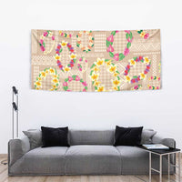 Hawaiian Kakau Tattoo Leis and Palaka Pattern Tapestry Traditional Aloha Tribal Beige Color