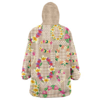 Hawaiian Kakau Tattoo Leis and Palaka Pattern Wearable Blanket Hoodie Traditional Aloha Tribal Beige Color LT03 - Polynesian Pride