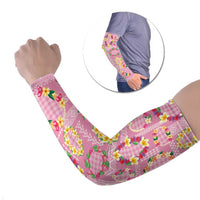 Hawaiian Leis Arm Sleeves Kakau Tattoos and Palaka Pastel Pink Color