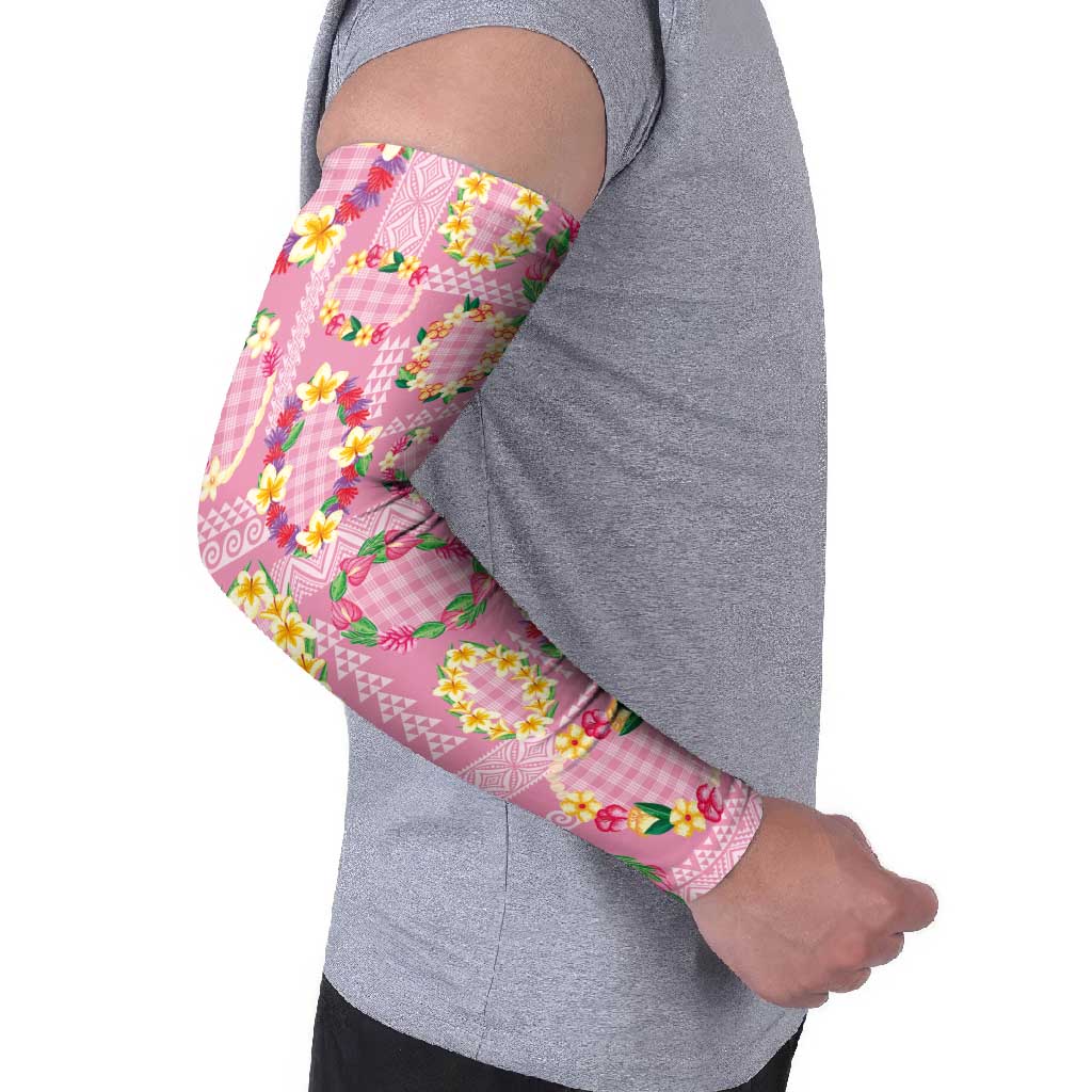 Hawaiian Leis Arm Sleeves Kakau Tattoos and Palaka Pastel Pink Color