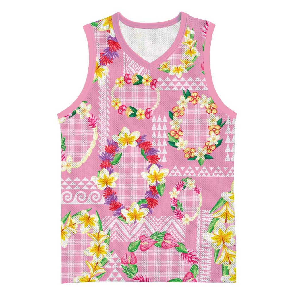 Hawaiian Leis Basketball Jersey Kakau Tattoos and Palaka Pastel Pink Color