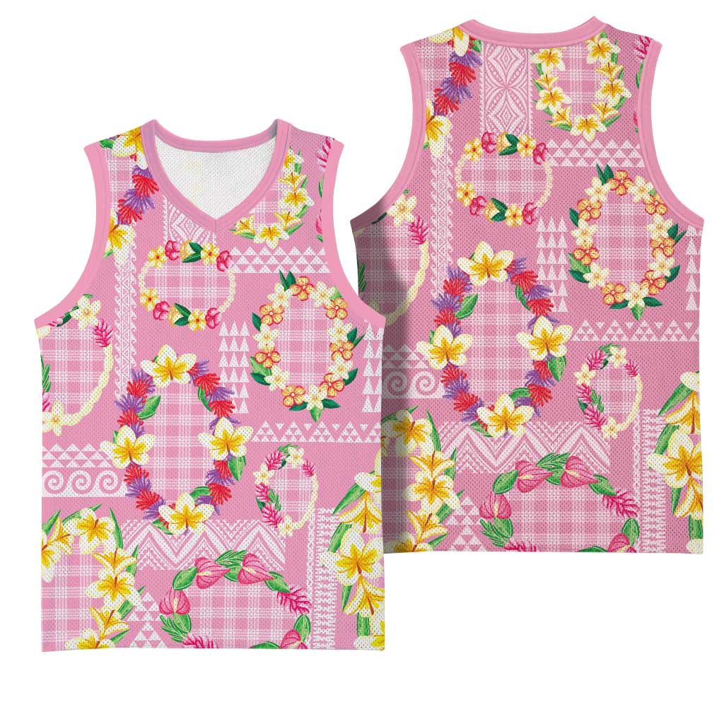 Hawaiian Leis Basketball Jersey Kakau Tattoos and Palaka Pastel Pink Color