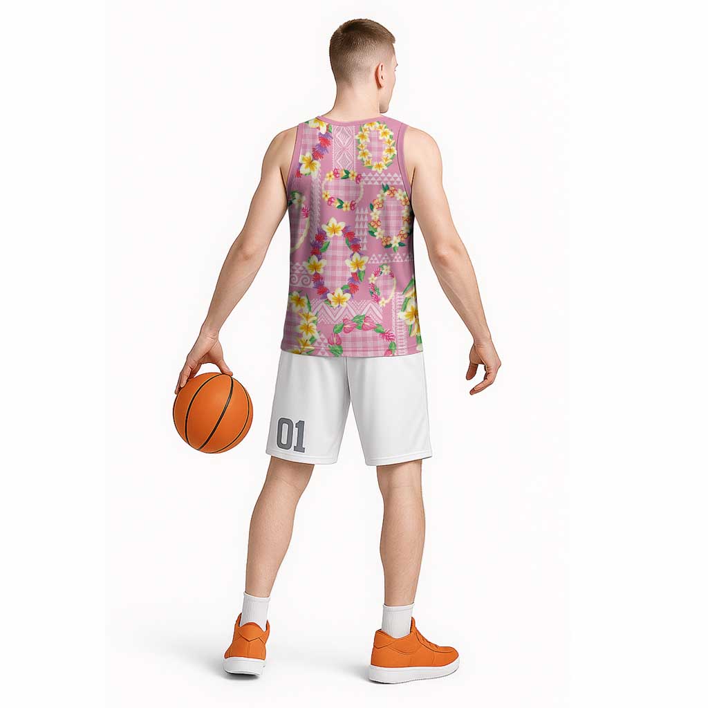 Hawaiian Leis Basketball Jersey Kakau Tattoos and Palaka Pastel Pink Color