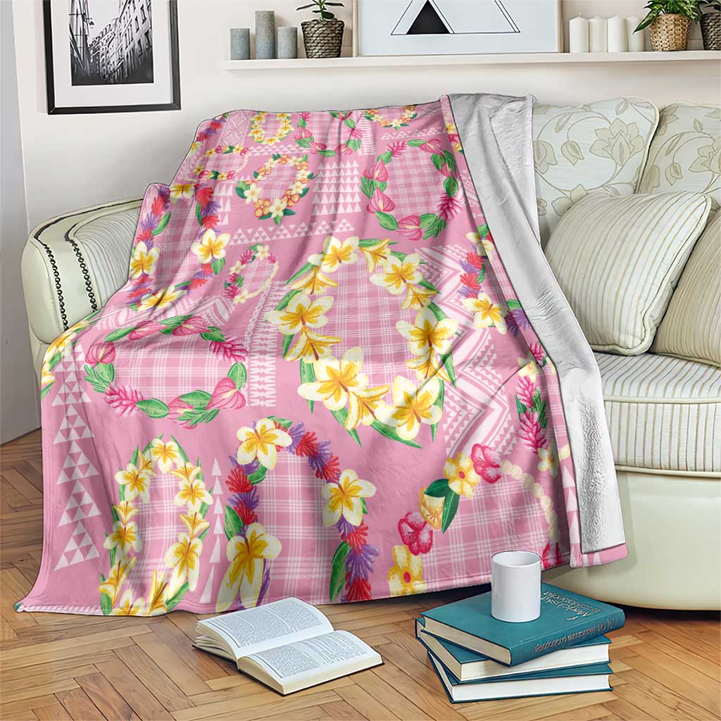 Hawaiian Leis Blanket Kakau Tattoos and Palaka Pastel Pink Color