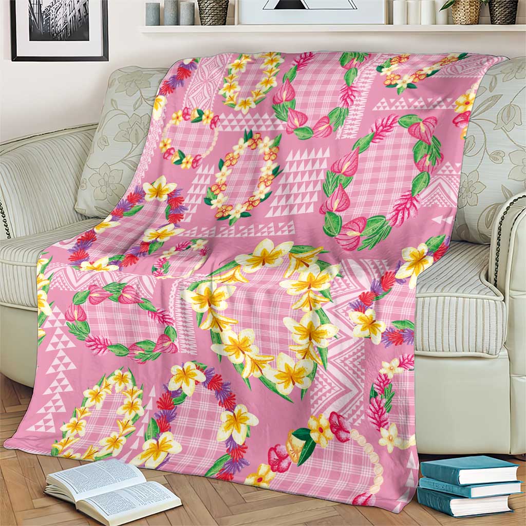 Hawaiian Leis Blanket Kakau Tattoos and Palaka Pastel Pink Color