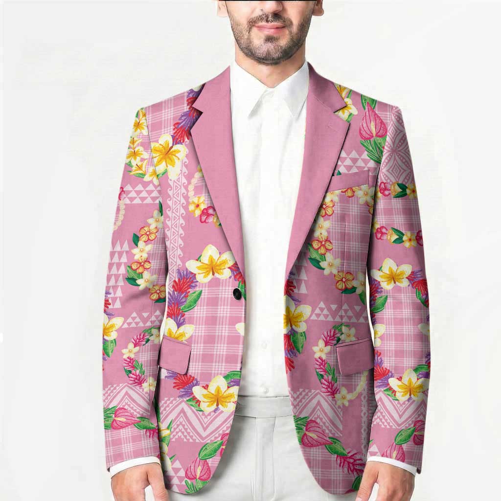 Hawaiian Leis Blazer Kakau Tattoos and Palaka Pastel Pink Color