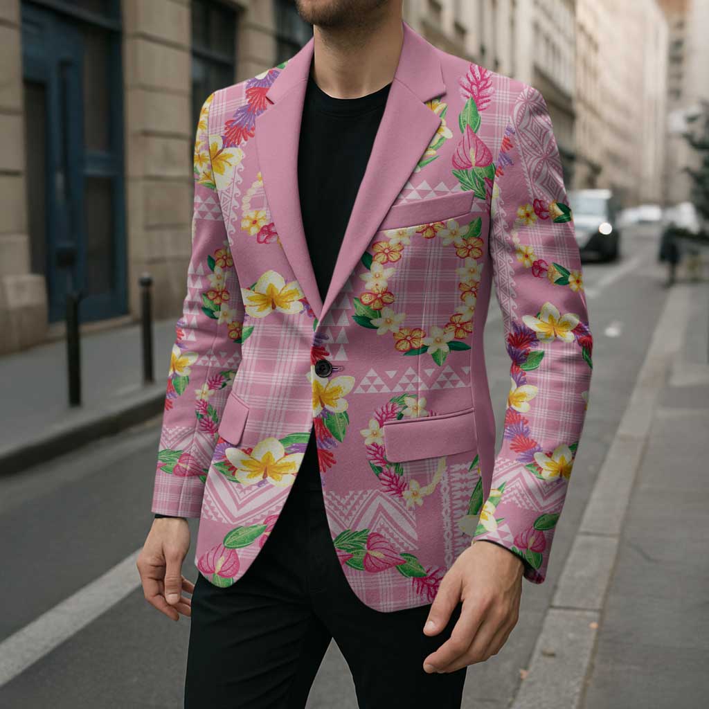 Hawaiian Leis Blazer Kakau Tattoos and Palaka Pastel Pink Color