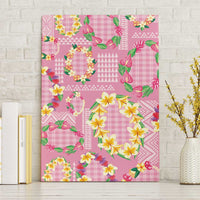Hawaiian Leis Canvas Wall Art Kakau Tattoos and Palaka Pastel Pink Color