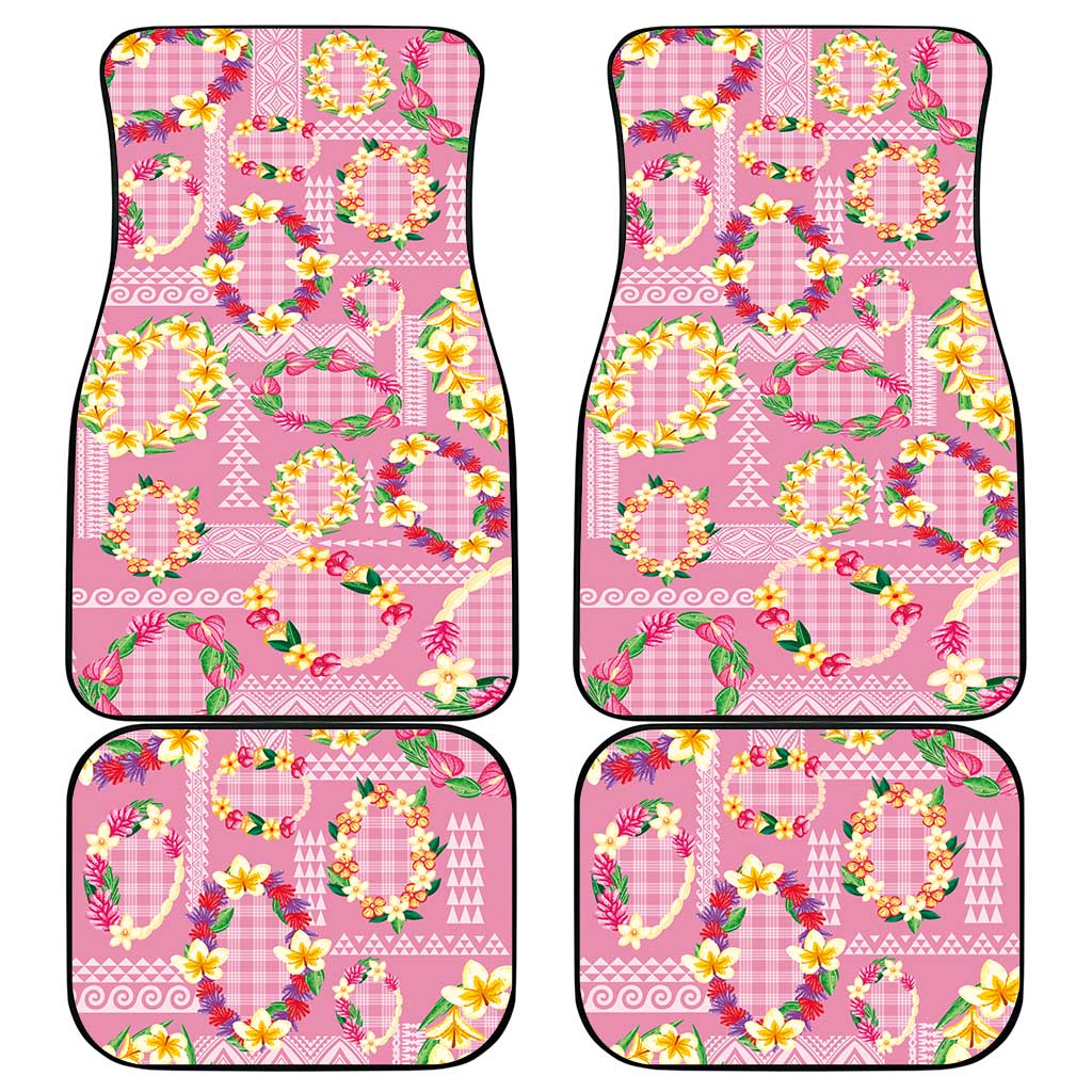 Hawaiian Leis Car Mats Kakau Tattoos and Palaka Pastel Pink Color