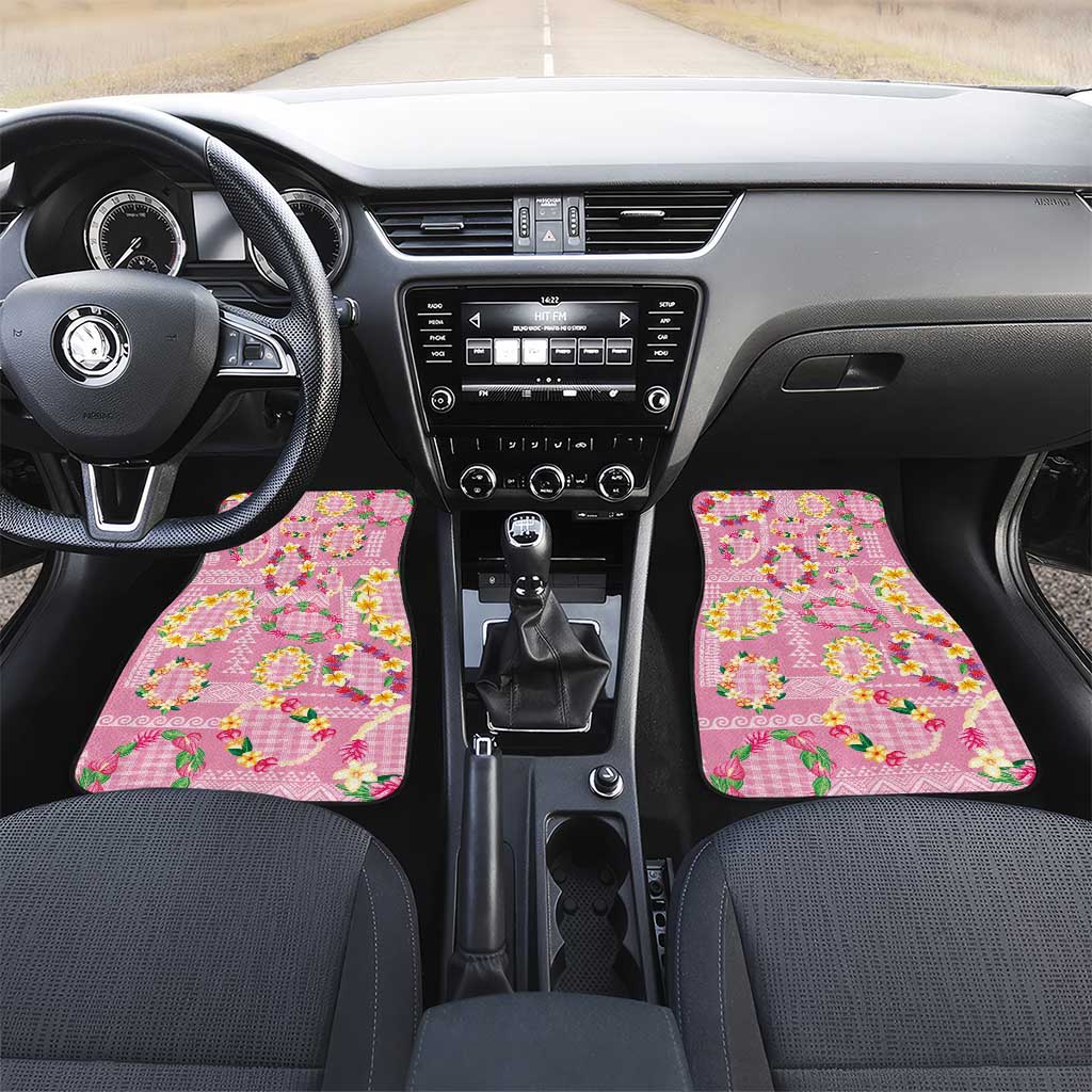 Hawaiian Leis Car Mats Kakau Tattoos and Palaka Pastel Pink Color