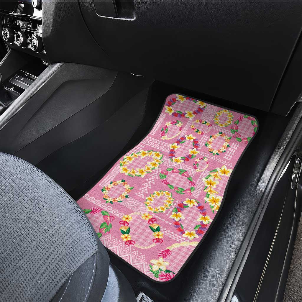 Hawaiian Leis Car Mats Kakau Tattoos and Palaka Pastel Pink Color