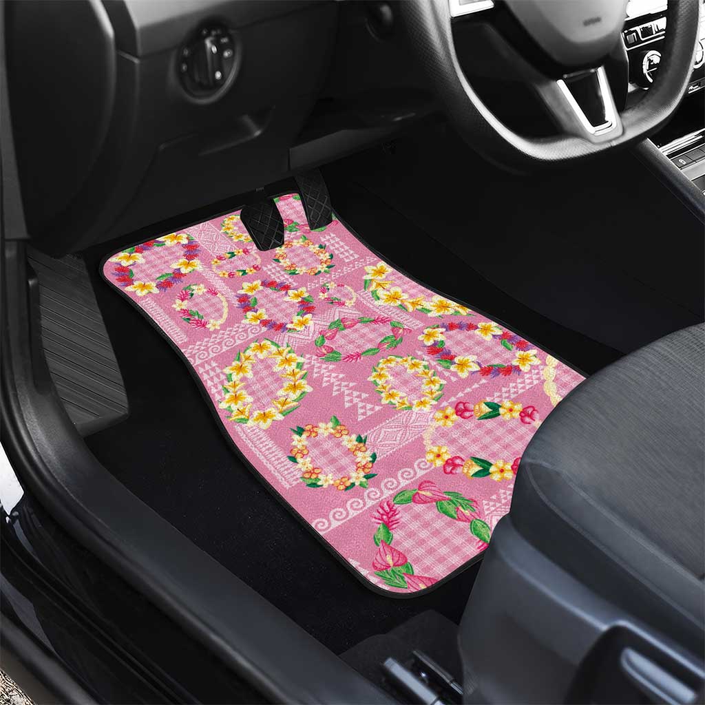 Hawaiian Leis Car Mats Kakau Tattoos and Palaka Pastel Pink Color