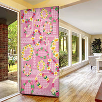 Hawaiian Leis Door Cover Kakau Tattoos and Palaka Pastel Pink Color