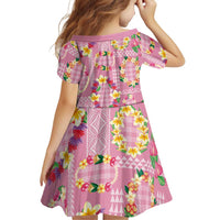 Hawaiian Leis Family Matching Off Shoulder Maxi Dress and Hawaiian Shirt Kakau Tattoos and Palaka Pastel Pink Color LT03 - Polynesian Pride