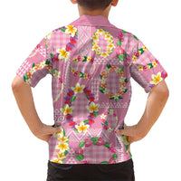 Hawaiian Leis Family Matching Off Shoulder Short Dress and Hawaiian Shirt Kakau Tattoos and Palaka Pastel Pink Color LT03 - Polynesian Pride