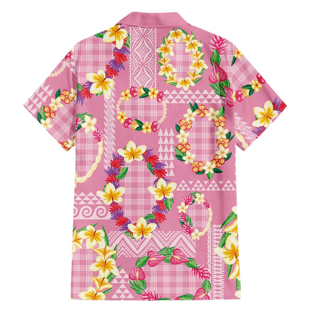 Hawaiian Leis Family Matching Short Sleeve Bodycon Dress and Hawaiian Shirt Kakau Tattoos and Palaka Pastel Pink Color LT03 - Polynesian Pride