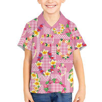 Hawaiian Leis Family Matching Short Sleeve Bodycon Dress and Hawaiian Shirt Kakau Tattoos and Palaka Pastel Pink Color LT03 Son's Shirt Pink - Polynesian Pride