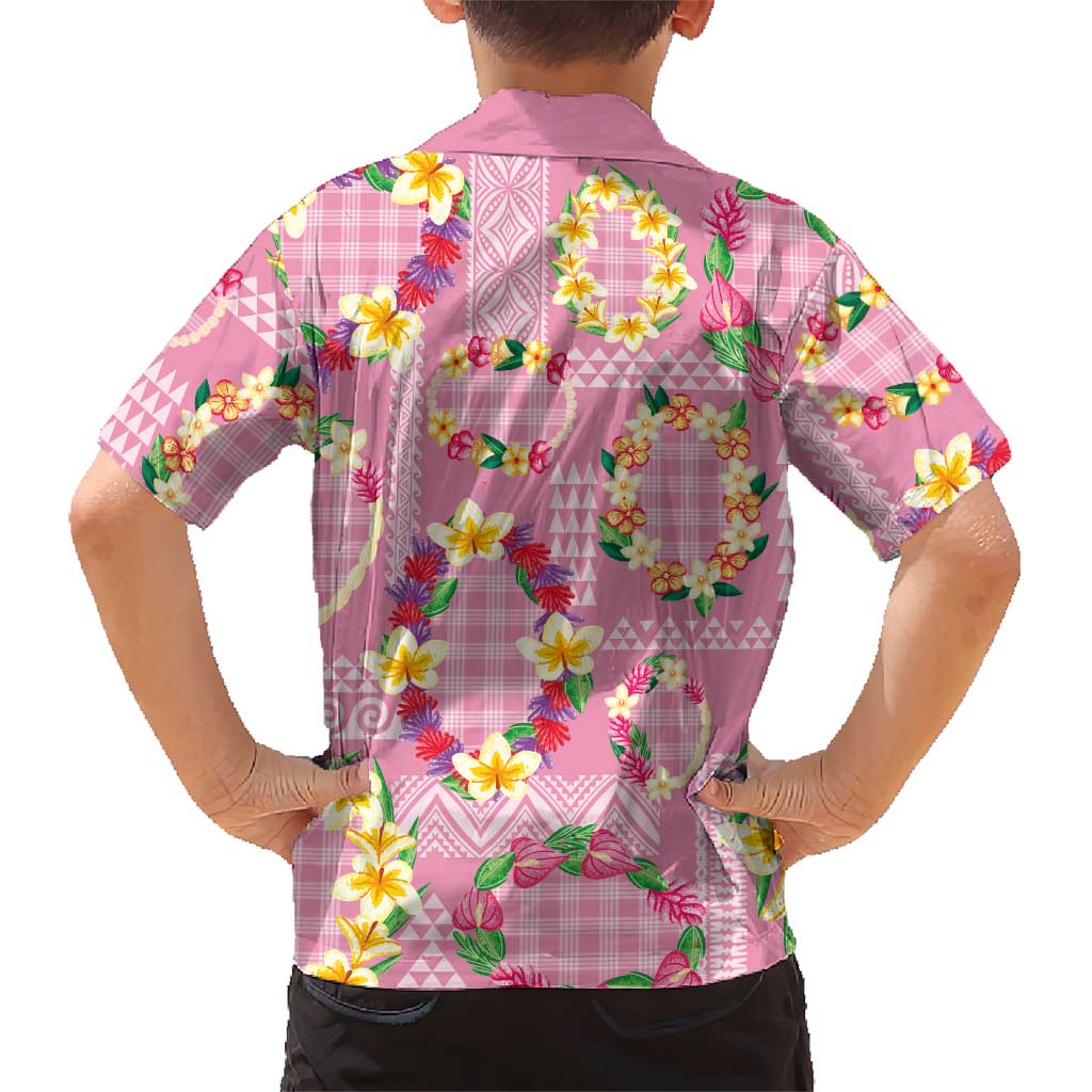 Hawaiian Leis Family Matching Tank Maxi Dress and Hawaiian Shirt Kakau Tattoos and Palaka Pastel Pink Color LT03 - Polynesian Pride