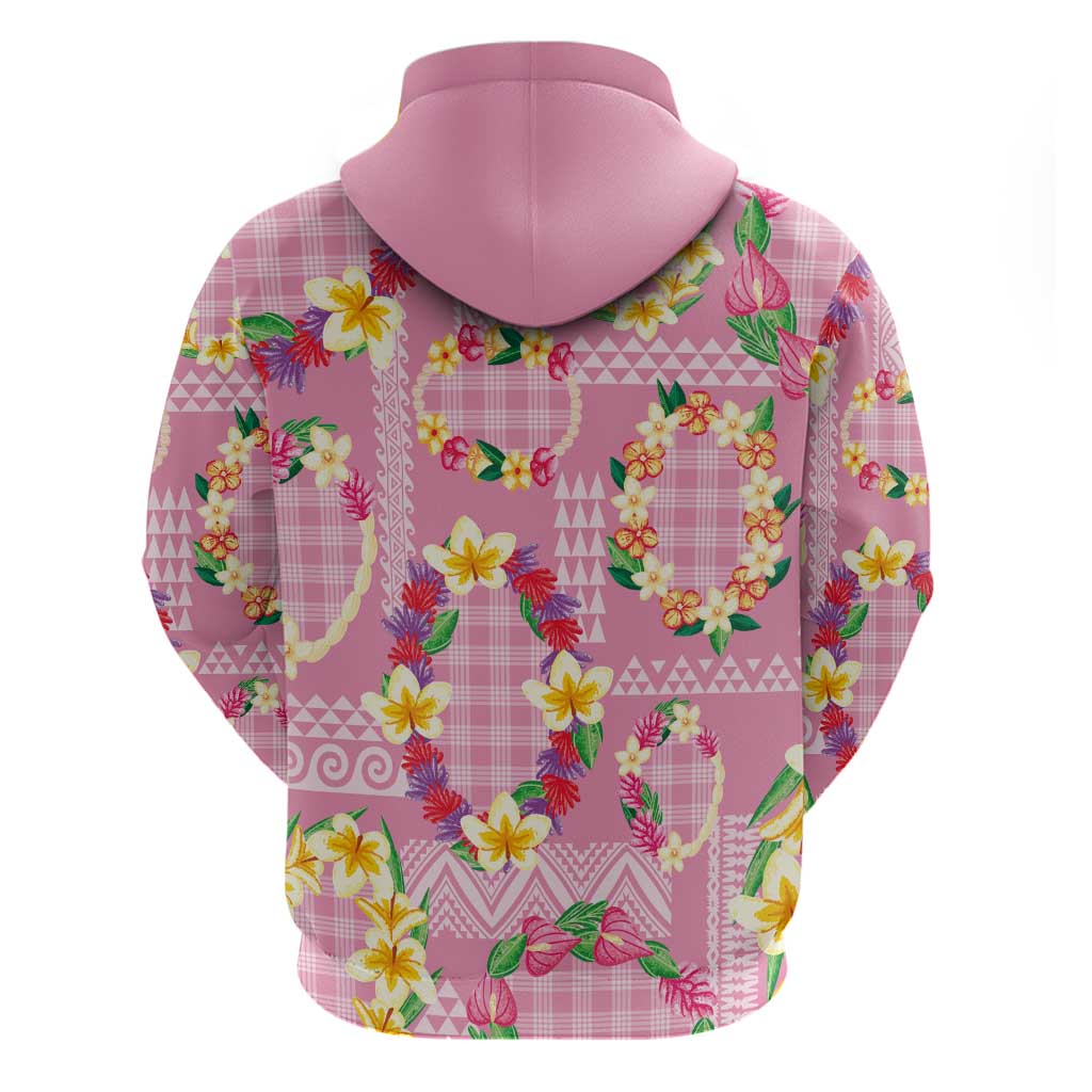 Hawaiian Leis Hoodie Kakau Tattoos and Palaka Pastel Pink Color
