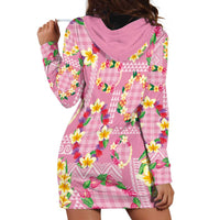 Hawaiian Leis Hoodie Dress Kakau Tattoos and Palaka Pastel Pink Color