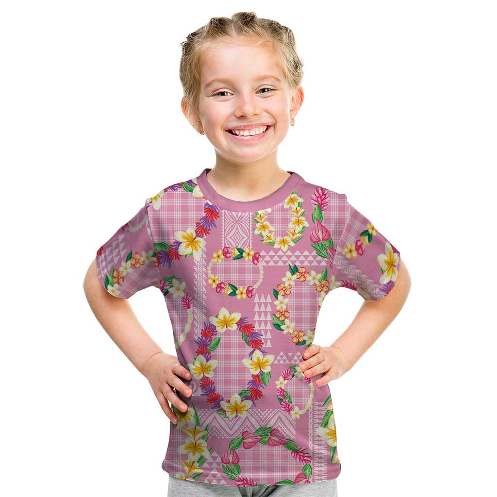 Hawaiian Leis Kid T Shirt Kakau Tattoos and Palaka Pastel Pink Color