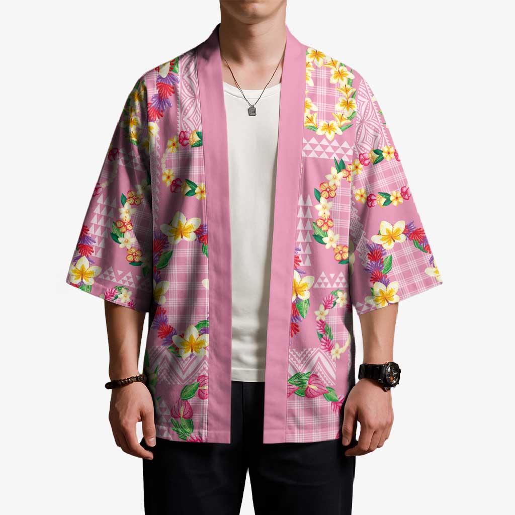 Hawaiian Leis Kimono Kakau Tattoos and Palaka Pastel Pink Color