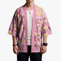 Hawaiian Leis Kimono Kakau Tattoos and Palaka Pastel Pink Color