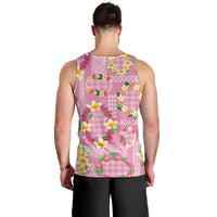 Hawaiian Leis Men Tank Top Kakau Tattoos and Palaka Pastel Pink Color