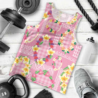 Hawaiian Leis Men Tank Top Kakau Tattoos and Palaka Pastel Pink Color