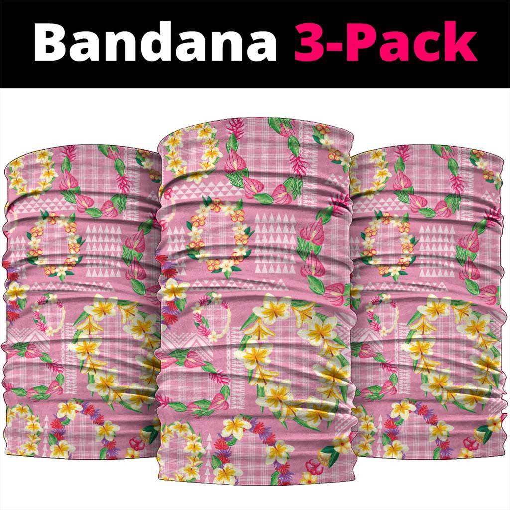 Hawaiian Leis Neck Gaiter Kakau Tattoos and Palaka Pastel Pink Color