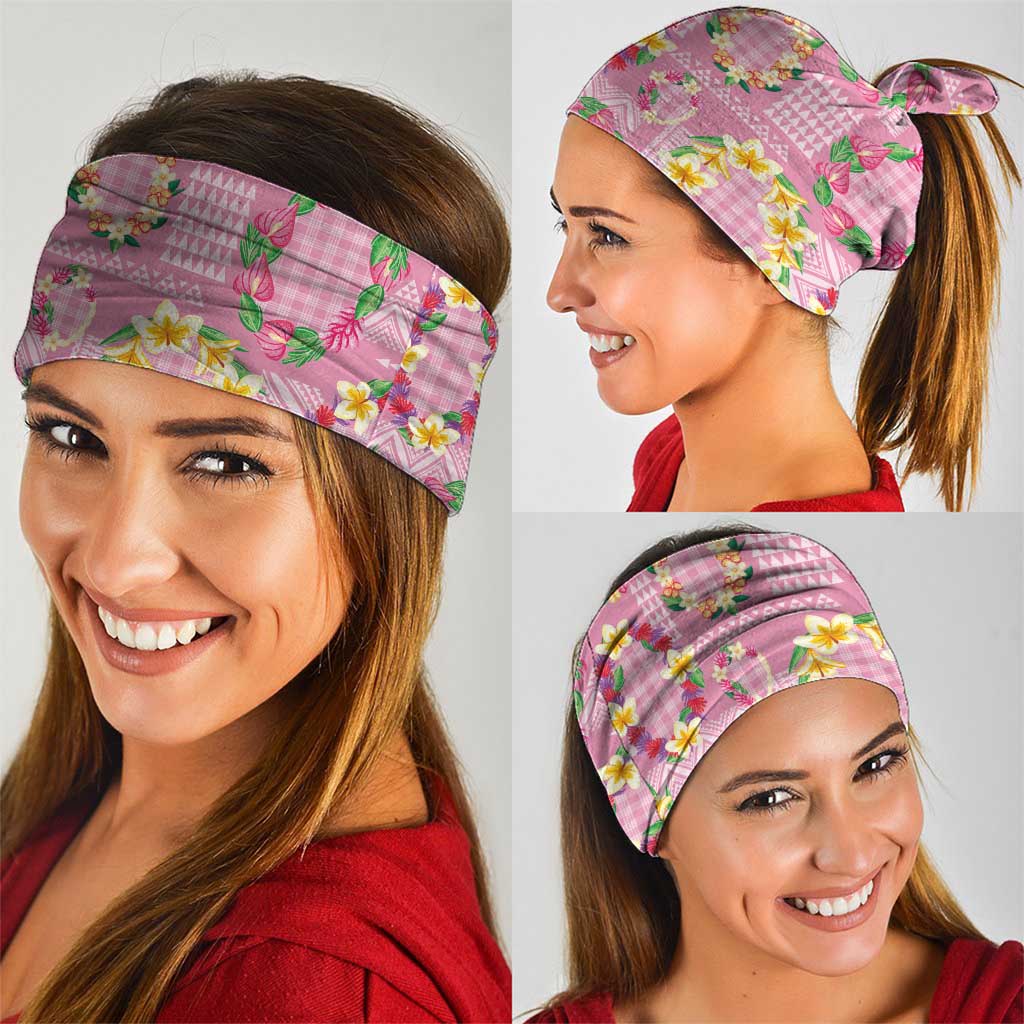 Hawaiian Leis Neck Gaiter Kakau Tattoos and Palaka Pastel Pink Color