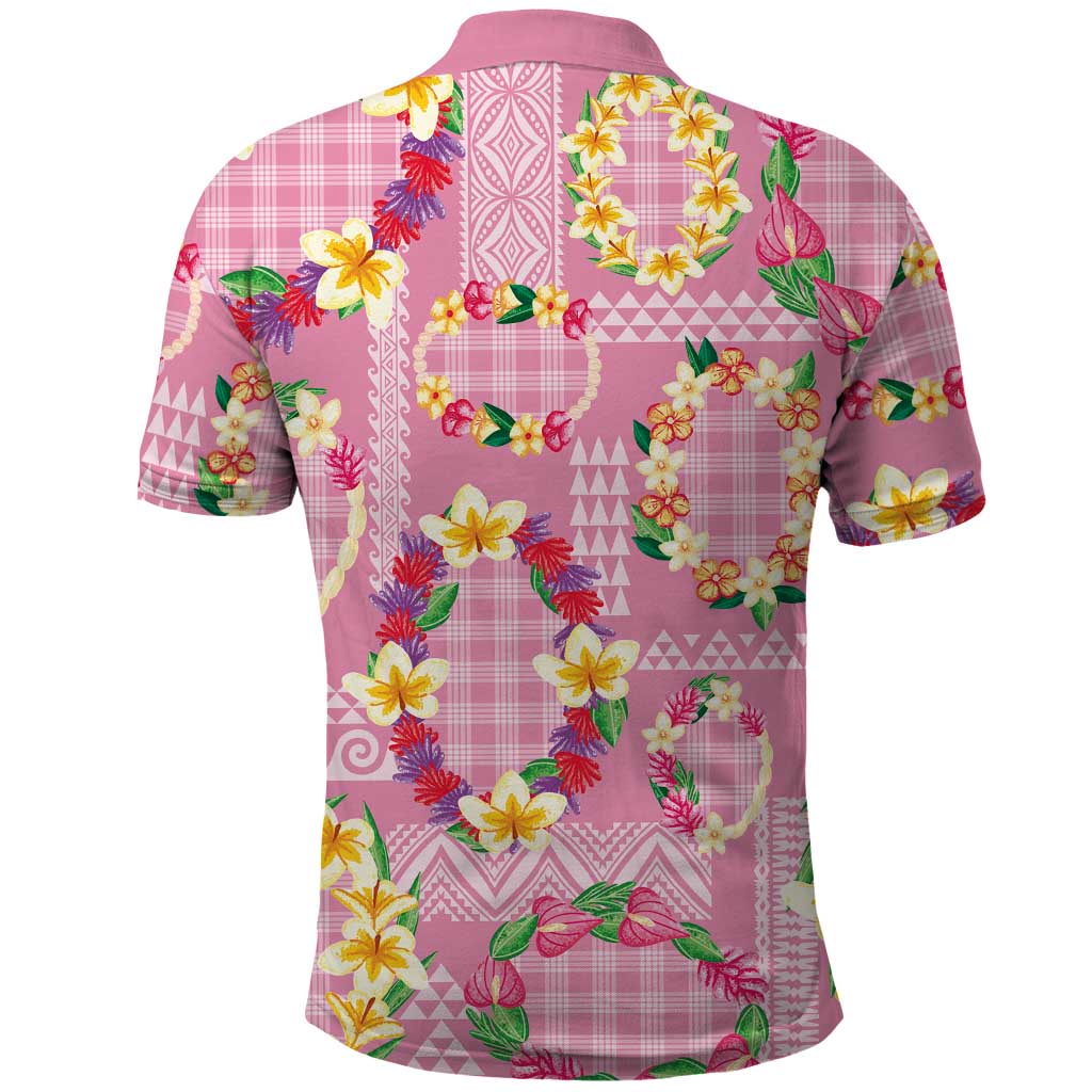 Hawaiian Leis Polo Shirt Kakau Tattoos and Palaka Pastel Pink Color