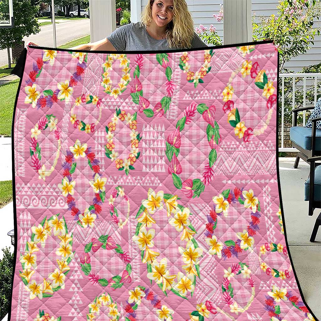 Hawaiian Leis Quilt Kakau Tattoos and Palaka Pastel Pink Color