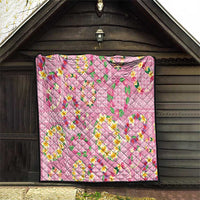 Hawaiian Leis Quilt Kakau Tattoos and Palaka Pastel Pink Color