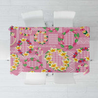 Hawaiian Leis Tablecloth Kakau Tattoos and Palaka Pastel Pink Color
