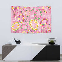 Hawaiian Leis Tapestry Kakau Tattoos and Palaka Pastel Pink Color