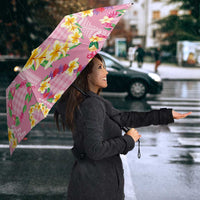 Hawaiian Leis Umbrella Kakau Tattoos and Palaka Pastel Pink Color