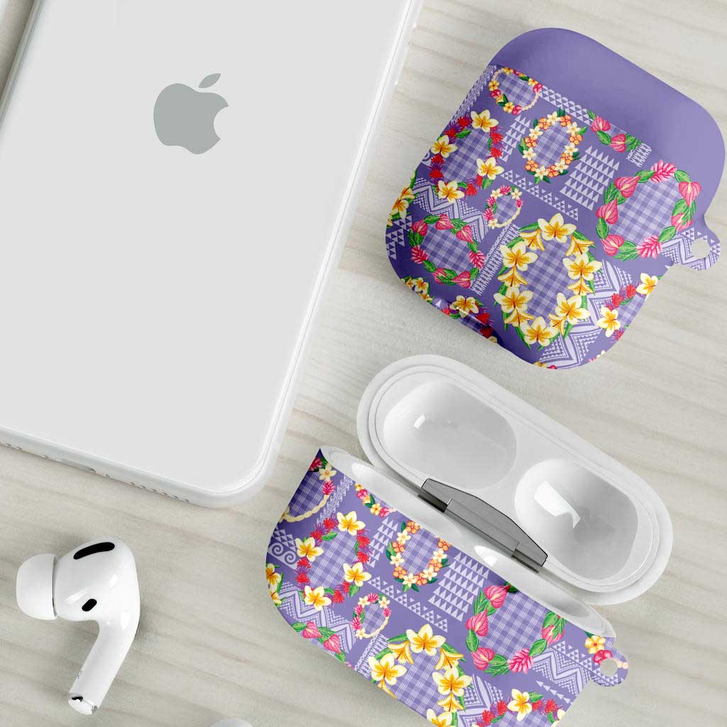 Hawaiian Leis AirPods Case Kakau Tattoos and Palaka Pastel Purple Color