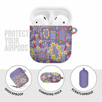Hawaiian Leis AirPods Case Kakau Tattoos and Palaka Pastel Purple Color