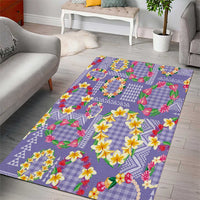 Hawaiian Leis Area Rug Kakau Tattoos and Palaka Pastel Purple Color