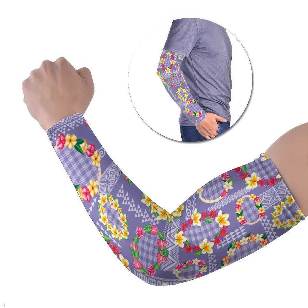 Hawaiian Leis Arm Sleeves Kakau Tattoos and Palaka Pastel Purple Color