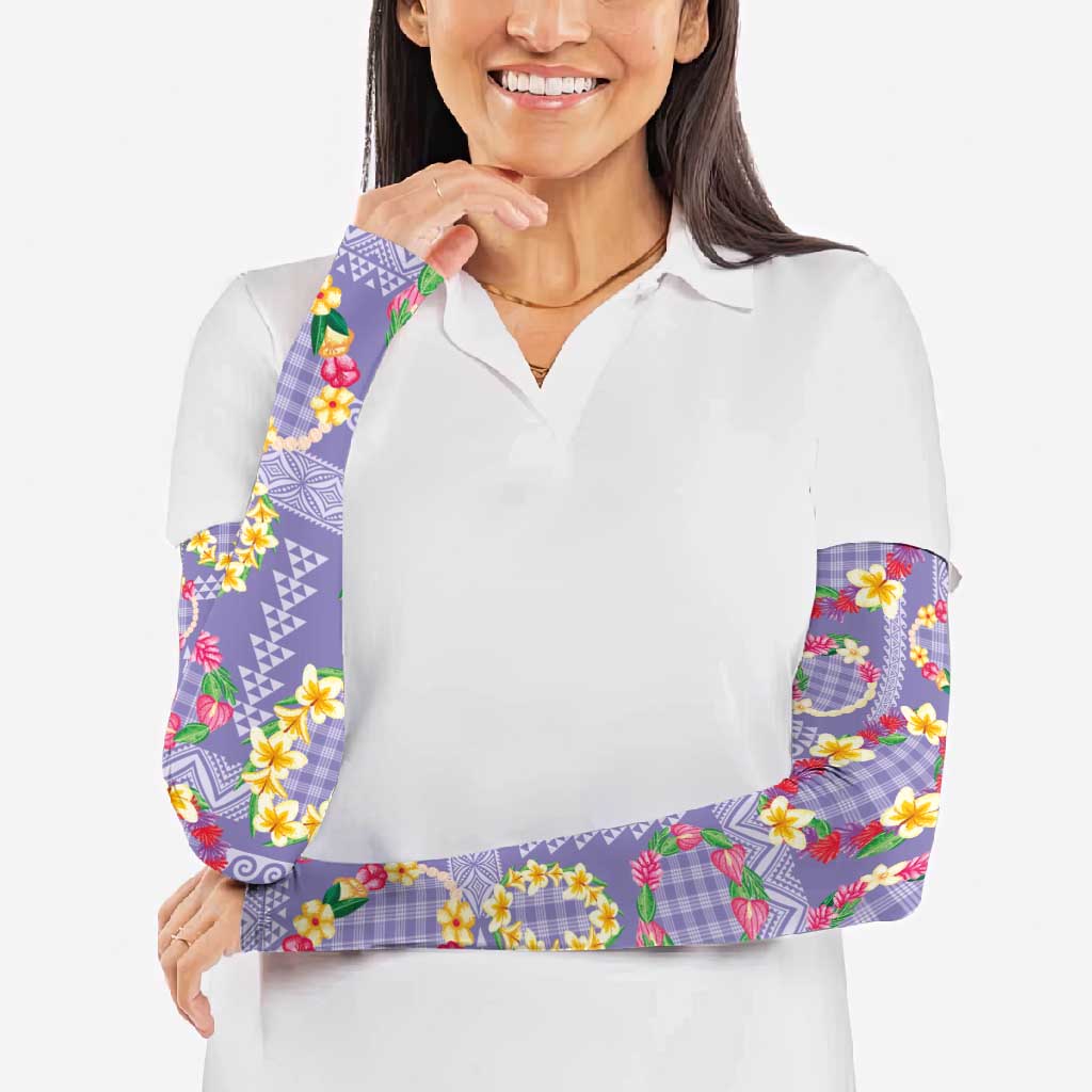 Hawaiian Leis Arm Sleeves Kakau Tattoos and Palaka Pastel Purple Color